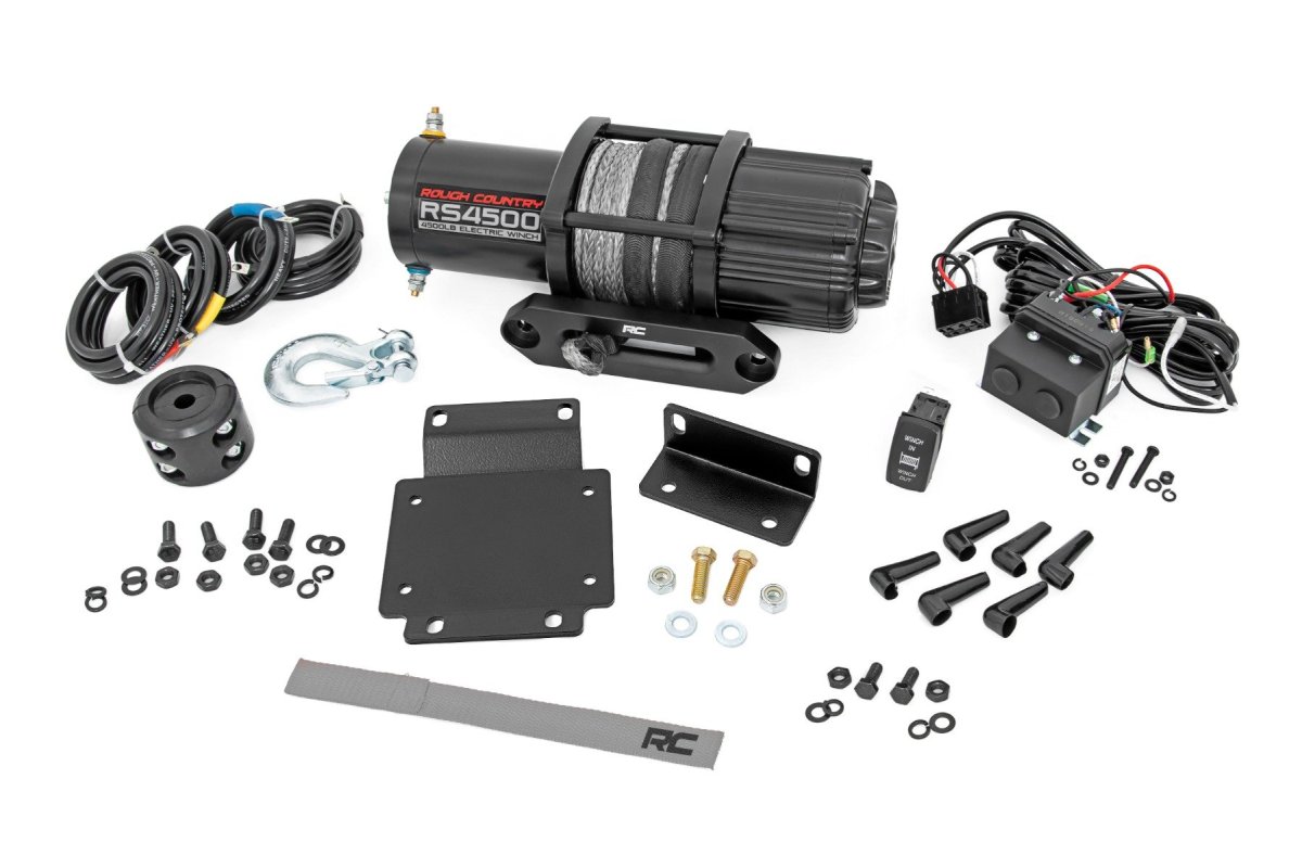 Honda Pioneer 1000-5 Winch Mount - Rough Country - RS4500S - Black - '16-'23